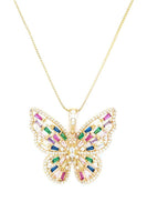 Cubic Zirconia Butterfly Pendant Necklace