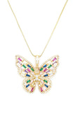 Cubic Zirconia Butterfly Pendant Necklace