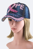 HOPE Crystal Embellished Fashion Denim Cap