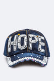 Crystal HOPE Embelished Fashion Denim Cap