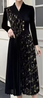 Black Gold Pleated Dress