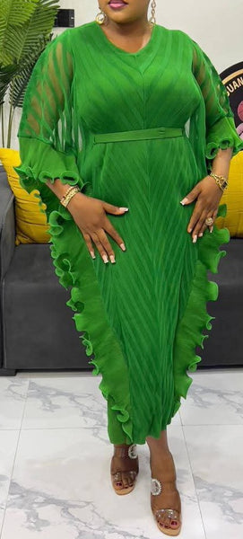 Green Ruffle Long Dess