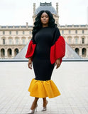 Color Block Ruffle Dress