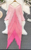 Pleated Tassel Multi Color Dress