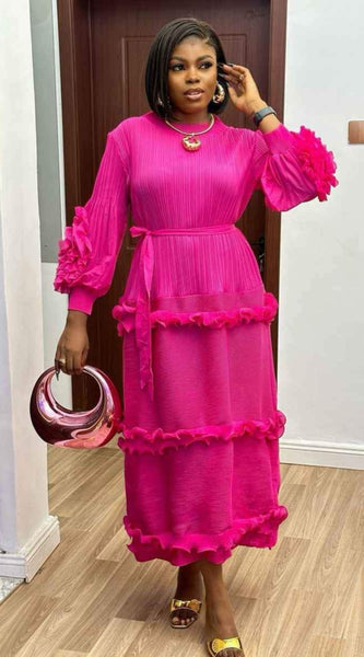 Ruffle Petal Sleeve Dress