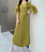 Green Flower Sleeve Dress