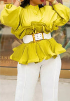 Lime Green Short Ruffle Shirt
