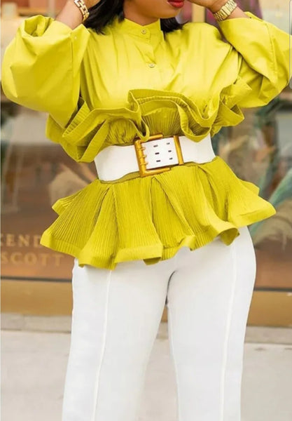 Lime Green Short Ruffle Shirt