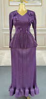 Purple Flower Beaded Skirt Set