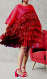 Red Sequin Sheer Dress
