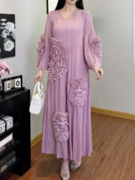 Flower Pleated Dress