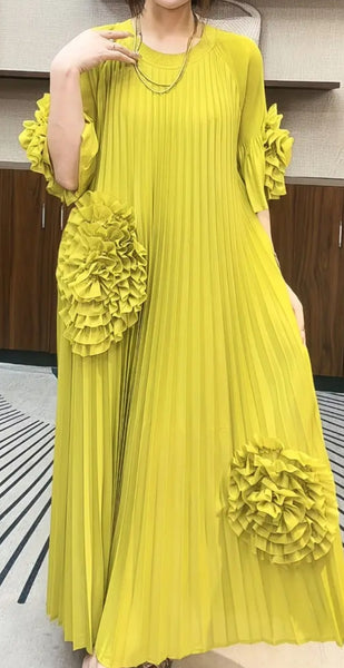 Flower Pleated Dress