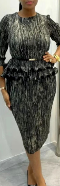 Black Gold  Ruffle Dress