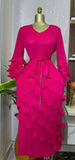 Pink Ruffle Long Sleeve Dress