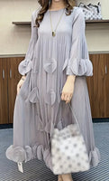 Gray Flower Petal Dress