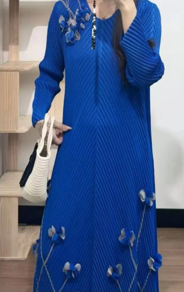 Blue Gray Flower Dress