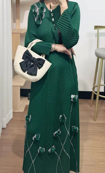 Flower Dark Green Dress