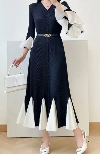 Black White Ruffle Dress