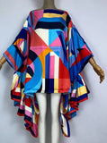 Silk Colorful Ruffle Top