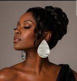 Oversized Silver Tear Drop Earrings