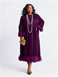 Velvet Purple Pleated Petal Dress