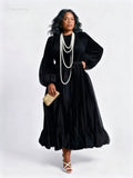 Black Velvet Pleated Petal Dress